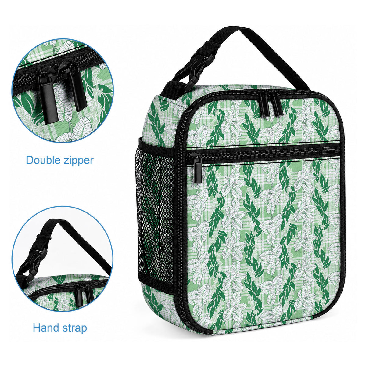 Hawaii Ti Leaf Maile Tuberose Lei Lunch Bag With Hanalei Leaf Green