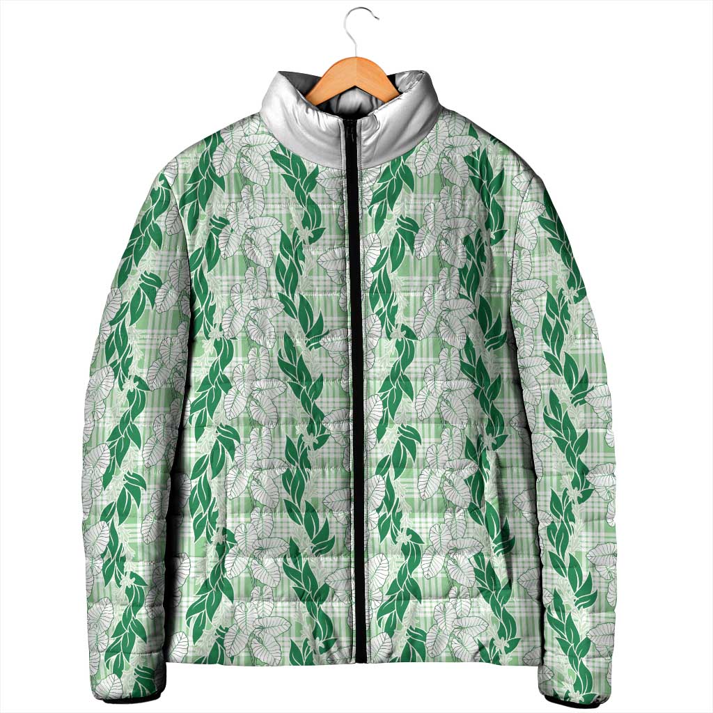 Hawaii Ti Leaf Maile Tuberose Lei Padded Jacket With Hanalei Leaf Green LT05 - Polynesian Pride