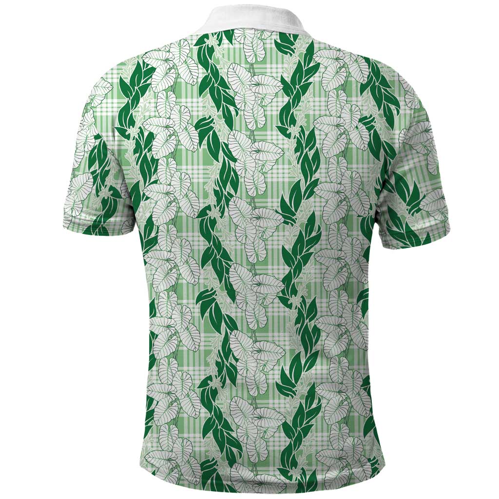 Hawaii Ti Leaf Maile Tuberose Lei Polo Shirt With Hanalei Leaf Green LT05 - Polynesian Pride