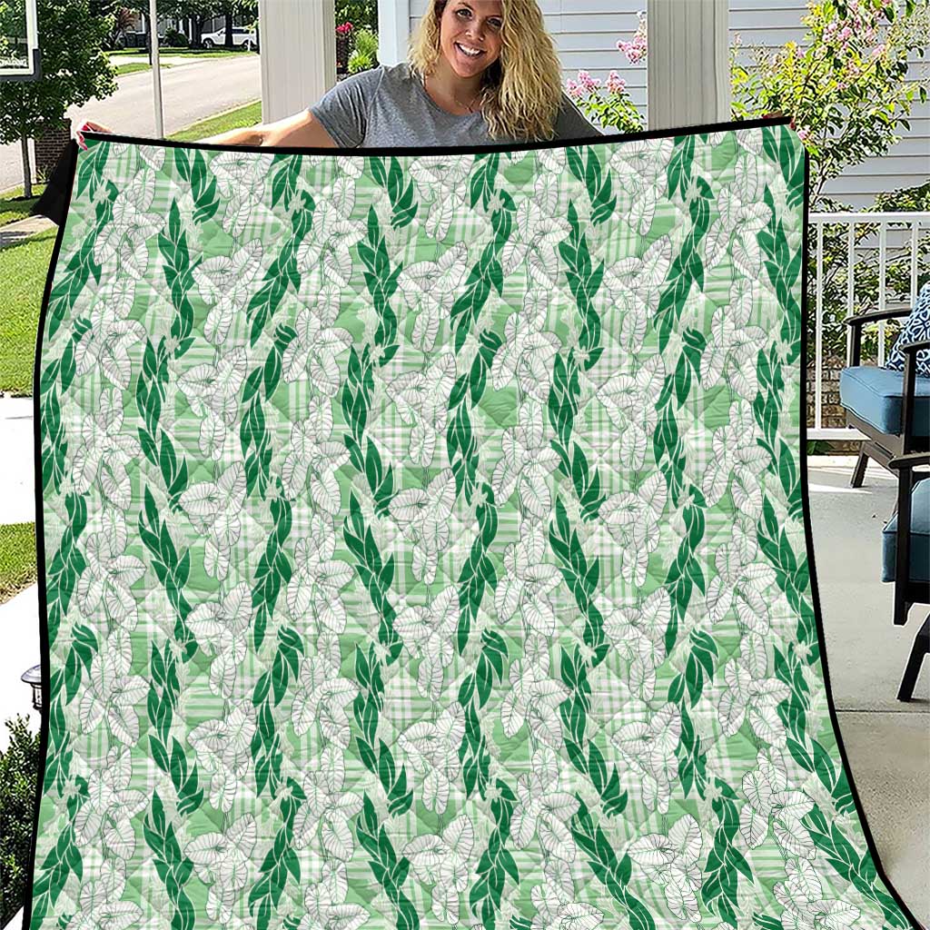 Hawaii Ti Leaf Maile Tuberose Lei Quilt With Hanalei Leaf Green LT05 Green - Polynesian Pride