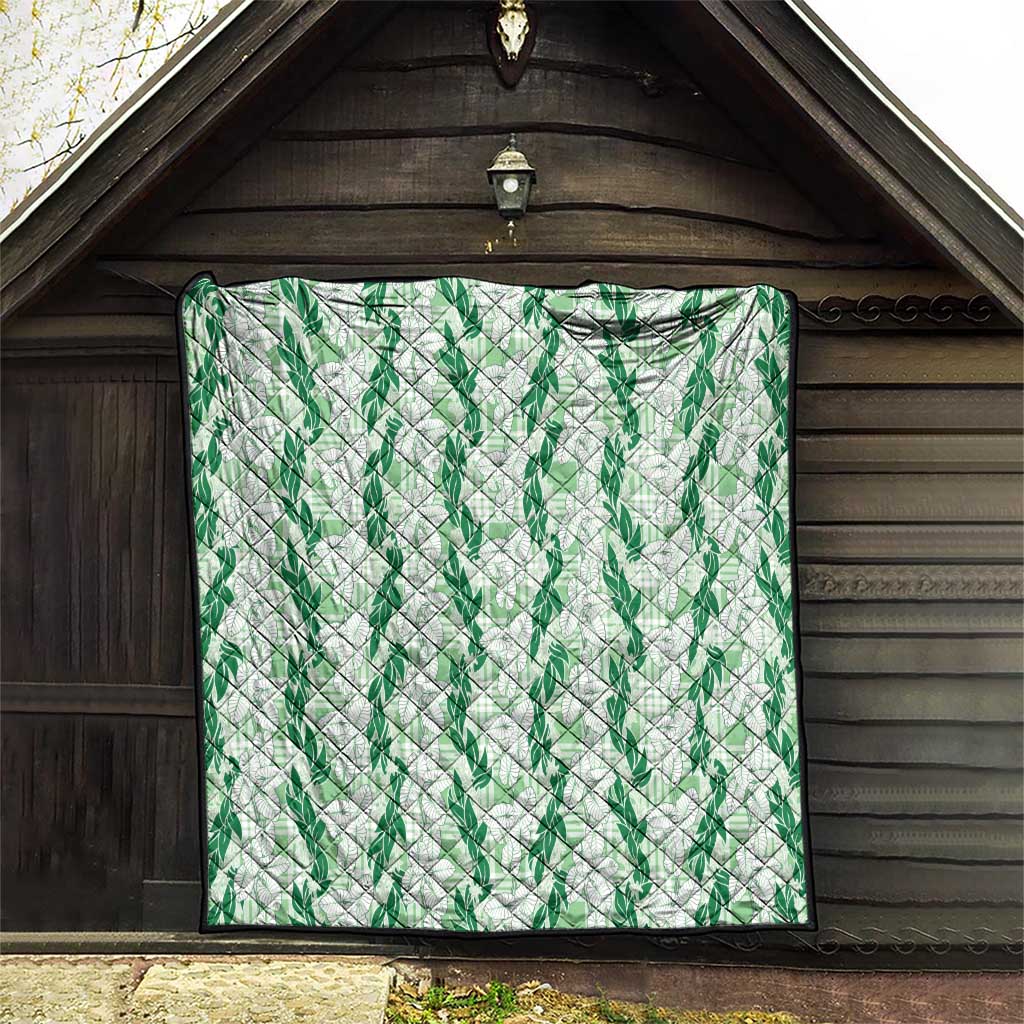 Hawaii Ti Leaf Maile Tuberose Lei Quilt With Hanalei Leaf Green LT05 - Polynesian Pride