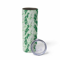 Hawaii Ti Leaf Maile Tuberose Lei Skinny Tumbler With Hanalei Leaf Green LT05 - Polynesian Pride