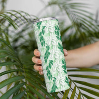 Hawaii Ti Leaf Maile Tuberose Lei Skinny Tumbler With Hanalei Leaf Green LT05 - Polynesian Pride