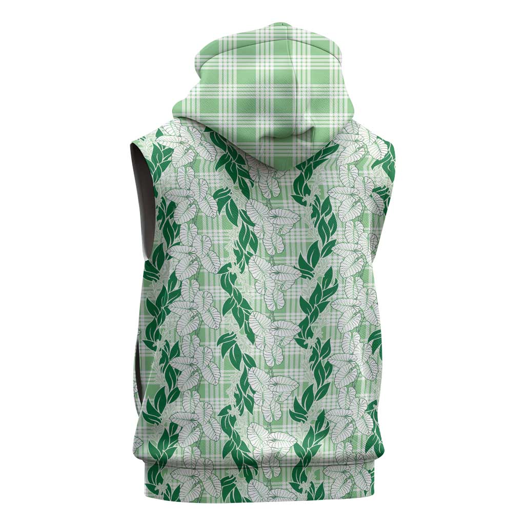 Hawaii Ti Leaf Maile Tuberose Lei Sleeveless Hoodie With Hanalei Leaf Green LT05 - Polynesian Pride