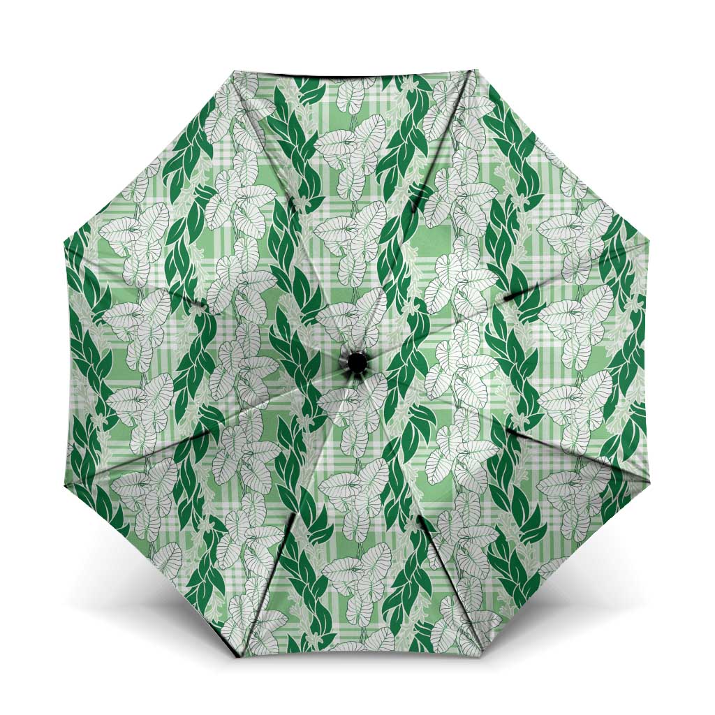 Hawaii Ti Leaf Maile Tuberose Lei Umbrella With Hanalei Leaf Green LT05 One Size Folded 11.42 inch Opened Diameter 37.4 inch Green - Polynesian Pride