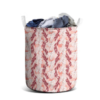 Hawaii Ti Leaf Maile Tuberose Lei Laundry Basket With Hanalei Leaf Red LT05 - Polynesian Pride