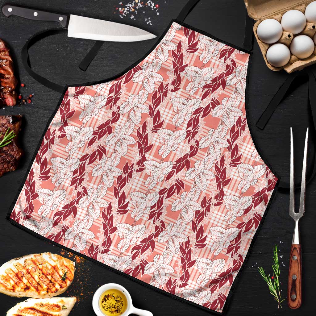 Hawaii Ti Leaf Maile Tuberose Lei Apron With Hanalei Leaf Red LT05 Red - Polynesian Pride
