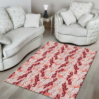Hawaii Ti Leaf Maile Tuberose Lei Area Rug With Hanalei Leaf Red LT05 - Polynesian Pride