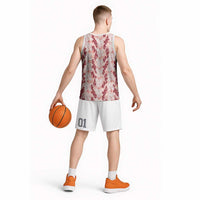 Hawaii Ti Leaf Maile Tuberose Lei Basketball Jersey With Hanalei Leaf Red LT05 - Polynesian Pride