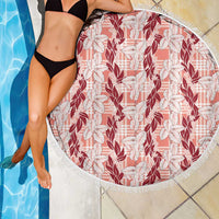 Hawaii Ti Leaf Maile Tuberose Lei Beach Blanket With Hanalei Leaf Red LT05 - Polynesian Pride