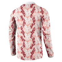 Hawaii Ti Leaf Maile Tuberose Lei Button Sweatshirt With Hanalei Leaf Red LT05 - Polynesian Pride
