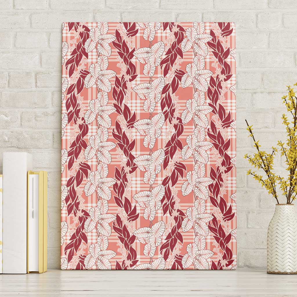 Hawaii Ti Leaf Maile Tuberose Lei Canvas Wall Art With Hanalei Leaf Red LT05 Without Frame Red - Polynesian Pride