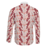 Hawaii Ti Leaf Maile Tuberose Lei Family Matching Off The Shoulder Long Sleeve Dress and Hawaiian Shirt With Hanalei Leaf Red LT05 - Polynesian Pride