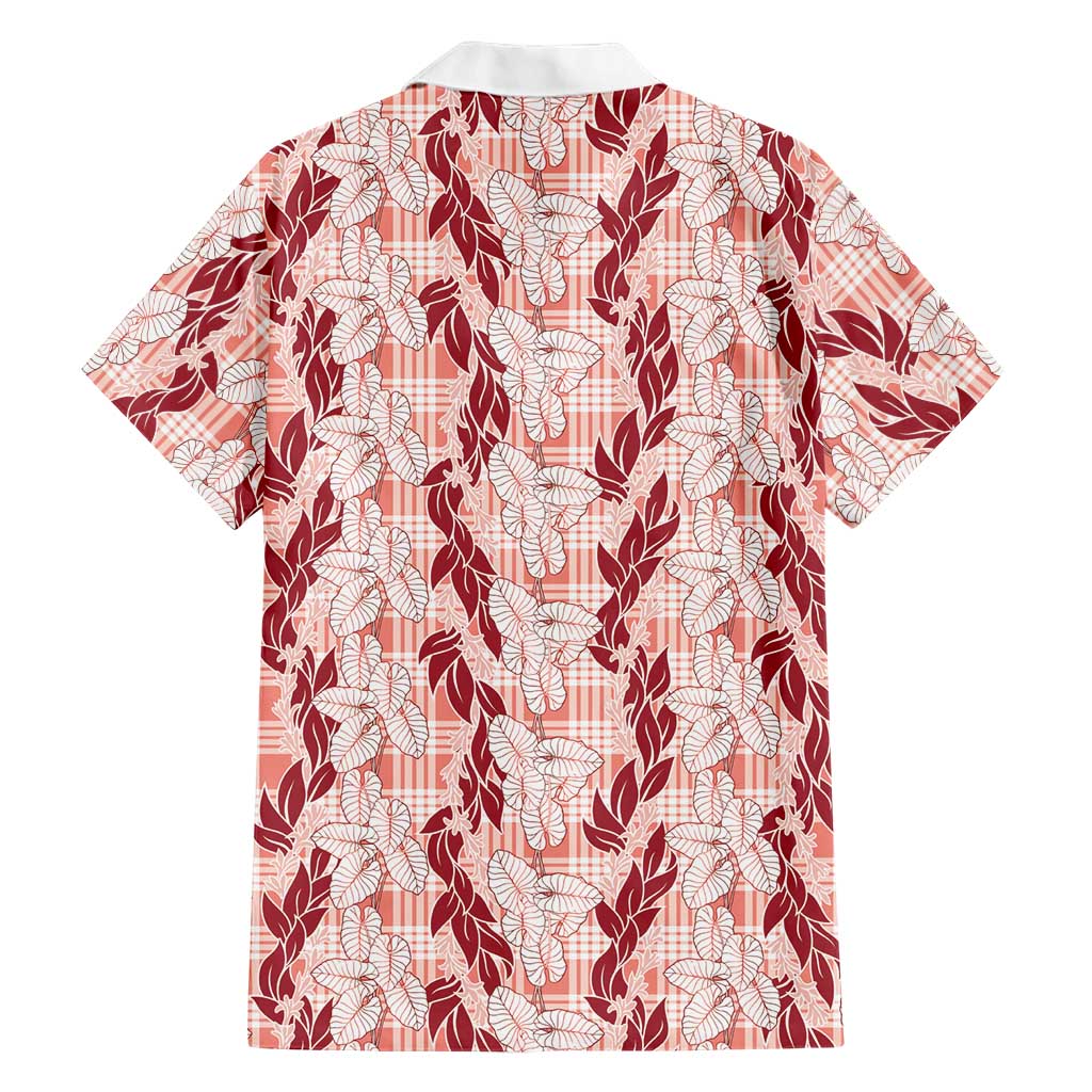 Hawaii Ti Leaf Maile Tuberose Lei Family Matching Summer Maxi Dress and Hawaiian Shirt With Hanalei Leaf Red LT05 - Polynesian Pride