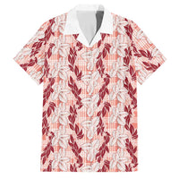 Hawaii Ti Leaf Maile Tuberose Lei Family Matching Tank Maxi Dress and Hawaiian Shirt With Hanalei Leaf Red LT05 Dad's Shirt - Short Sleeve Red - Polynesian Pride