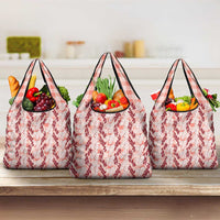 Hawaii Ti Leaf Maile Tuberose Lei Grocery Bag With Hanalei Leaf Red LT05 3-pack One Size Red - Polynesian Pride