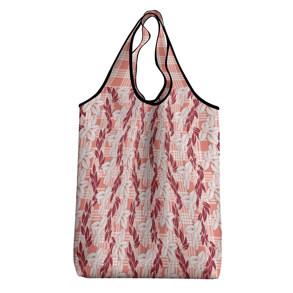 Hawaii Ti Leaf Maile Tuberose Lei Grocery Bag With Hanalei Leaf Red LT05 - Polynesian Pride