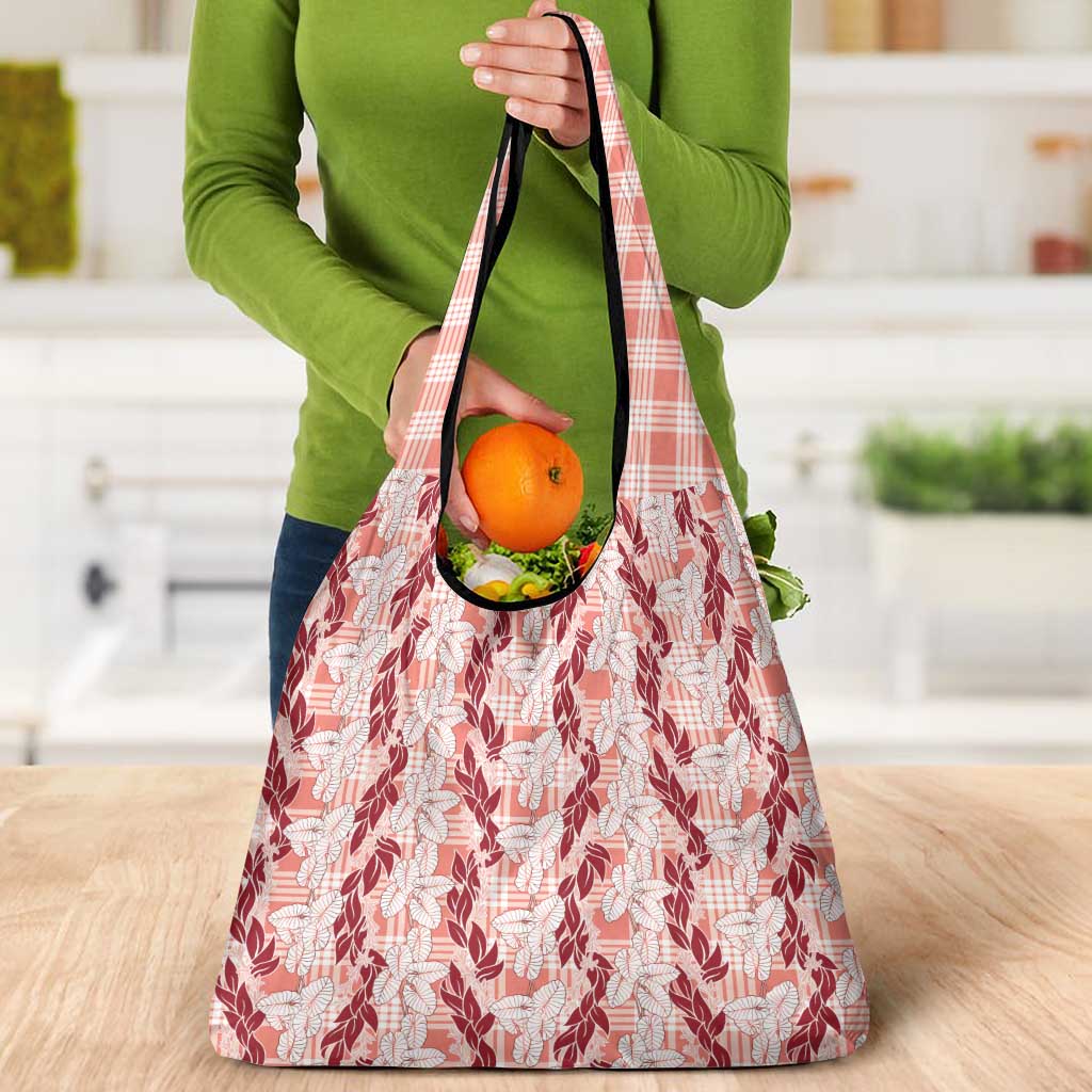 Hawaii Ti Leaf Maile Tuberose Lei Grocery Bag With Hanalei Leaf Red LT05 - Polynesian Pride