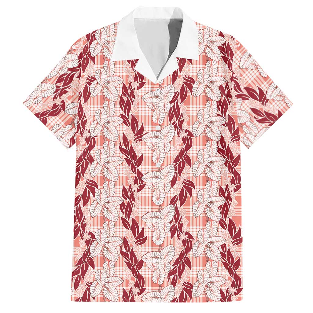 Hawaii Ti Leaf Maile Tuberose Lei Hawaiian Shirt With Hanalei Leaf Red