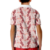 Hawaii Ti Leaf Maile Tuberose Lei Kid Polo Shirt With Hanalei Leaf Red LT05 - Polynesian Pride