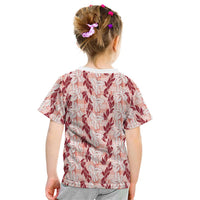 Hawaii Ti Leaf Maile Tuberose Lei Kid T Shirt With Hanalei Leaf Red LT05 - Polynesian Pride