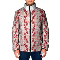 Hawaii Ti Leaf Maile Tuberose Lei Padded Jacket With Hanalei Leaf Red LT05 Men Red - Polynesian Pride