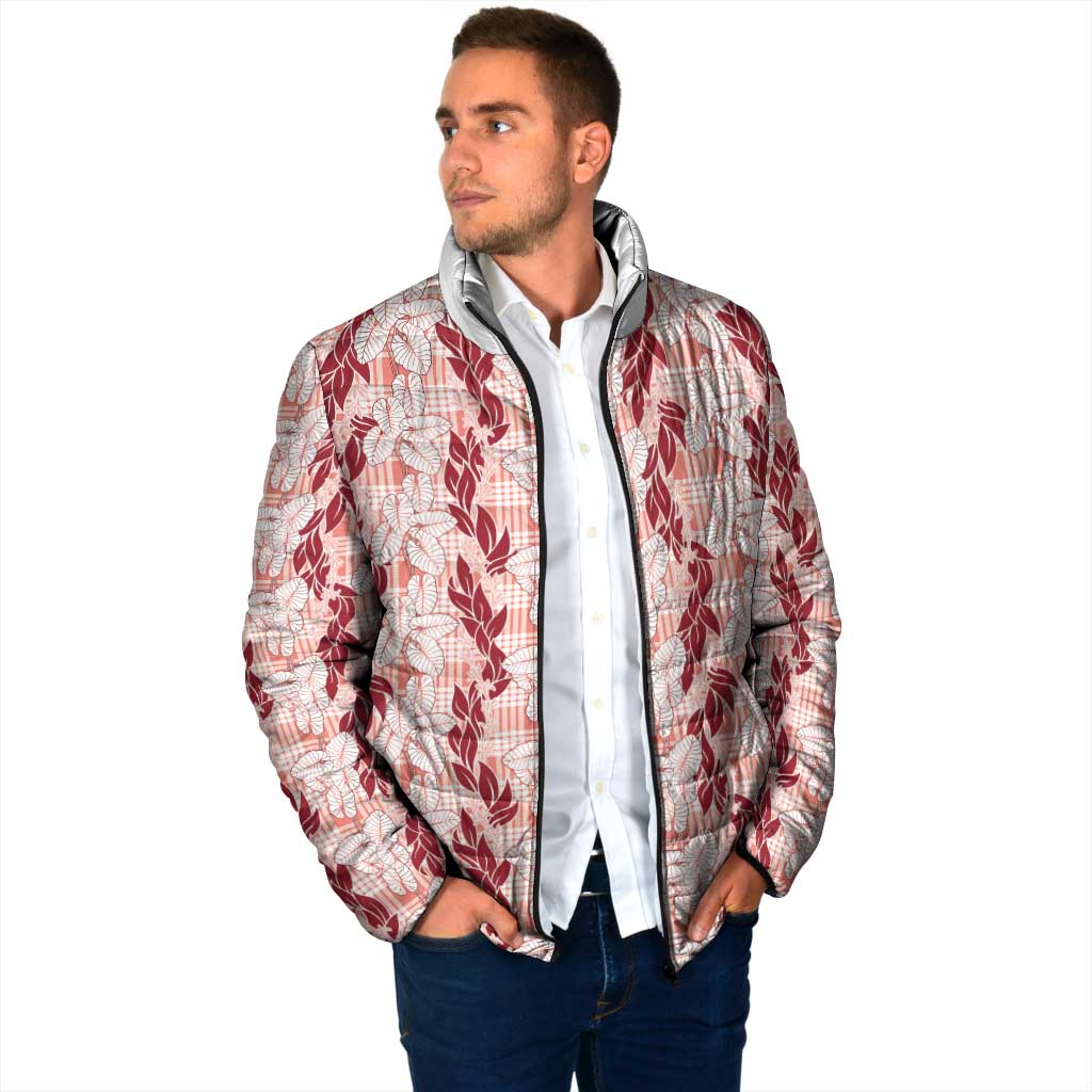 Hawaii Ti Leaf Maile Tuberose Lei Padded Jacket With Hanalei Leaf Red LT05 - Polynesian Pride