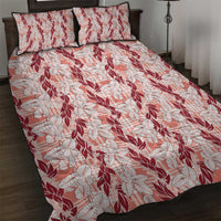 Hawaii Ti Leaf Maile Tuberose Lei Quilt Bed Set With Hanalei Leaf Red LT05 Red - Polynesian Pride