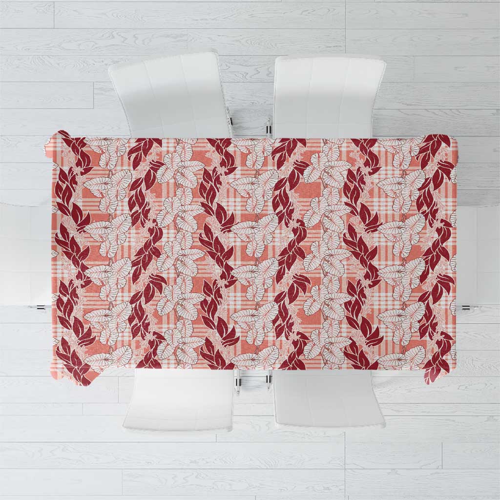 Hawaii Ti Leaf Maile Tuberose Lei Tablecloth With Hanalei Leaf Red LT05 Red - Polynesian Pride