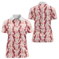 Hawaii Ti Leaf Maile Tuberose Lei Women Polo Shirt With Hanalei Leaf Red LT05 - Polynesian Pride