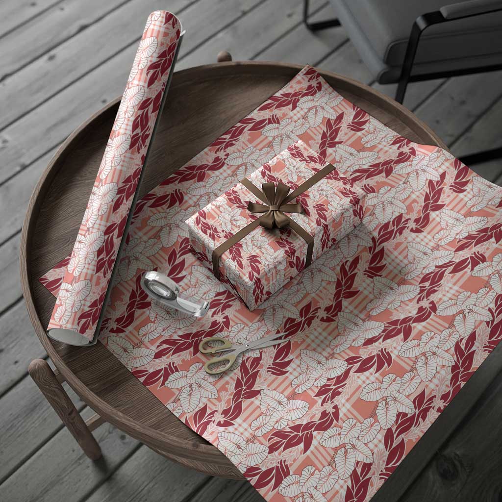 Hawaii Ti Leaf Maile Tuberose Lei Wrapping Paper With Hanalei Leaf Red LT05 - Polynesian Pride