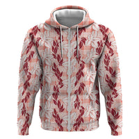 Hawaii Ti Leaf Maile Tuberose Lei Zip Hoodie With Hanalei Leaf Red LT05 Zip Hoodie Red - Polynesian Pride