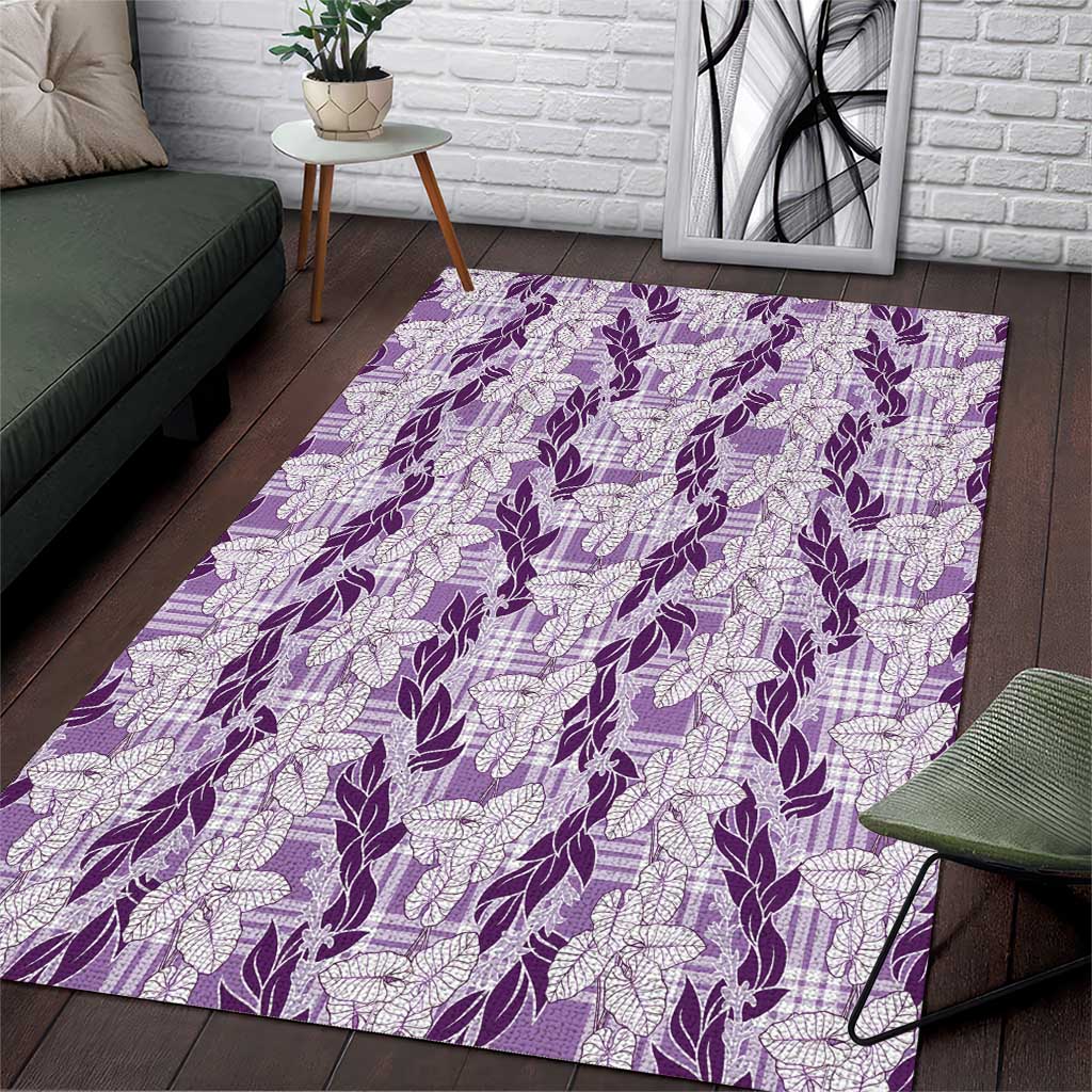 Hawaii Ti Leaf Maile Tuberose Lei Area Rug With Hanalei Leaf Purple LT05 Purple - Polynesian Pride