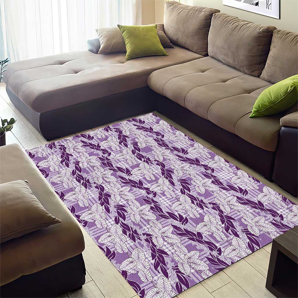 Hawaii Ti Leaf Maile Tuberose Lei Area Rug With Hanalei Leaf Purple LT05 - Polynesian Pride