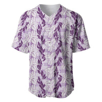 Hawaii Ti Leaf Maile Tuberose Lei Baseball Jersey With Hanalei Leaf Purple LT05 Purple - Polynesian Pride