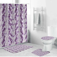 Hawaii Ti Leaf Maile Tuberose Lei Bathroom Set With Hanalei Leaf Purple LT05 Bathroom Set (4 pcs) Purple - Polynesian Pride