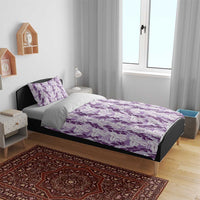 Hawaii Ti Leaf Maile Tuberose Lei Bedding Set With Hanalei Leaf Purple LT05 - Polynesian Pride