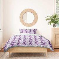 Hawaii Ti Leaf Maile Tuberose Lei Bedding Set With Hanalei Leaf Purple LT05 - Polynesian Pride