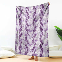 Hawaii Ti Leaf Maile Tuberose Lei Blanket With Hanalei Leaf Purple LT05 - Polynesian Pride