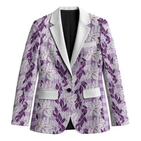 Hawaii Ti Leaf Maile Tuberose Lei Blazer With Hanalei Leaf Purple LT05 Unisex Purple - Polynesian Pride