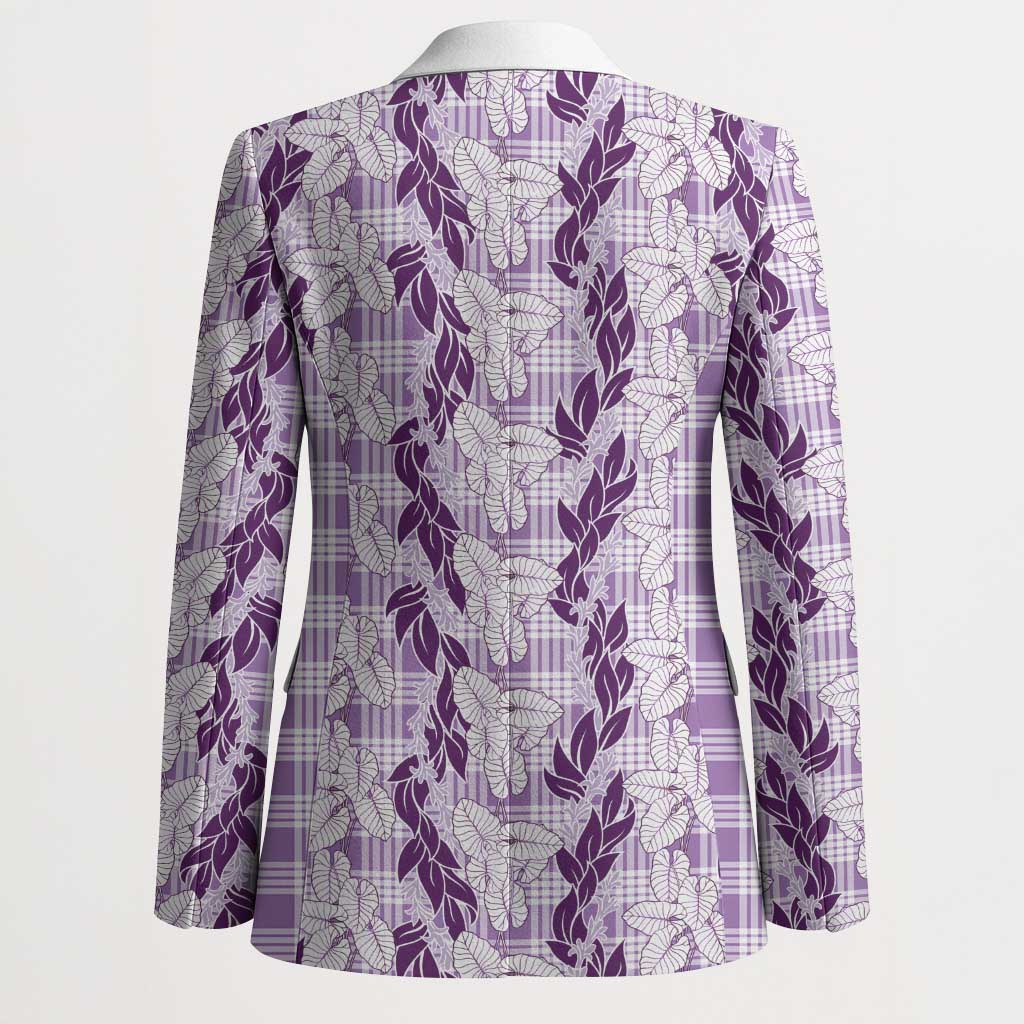 Hawaii Ti Leaf Maile Tuberose Lei Blazer With Hanalei Leaf Purple LT05 - Polynesian Pride