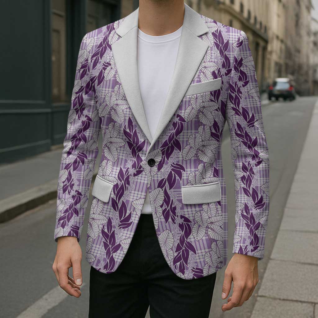 Hawaii Ti Leaf Maile Tuberose Lei Blazer With Hanalei Leaf Purple LT05 - Polynesian Pride