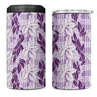 Hawaii Ti Leaf Maile Tuberose Lei 4 in 1 Can Cooler Tumbler With Hanalei Leaf Purple LT05 One Size: 16 oz Purple - Polynesian Pride