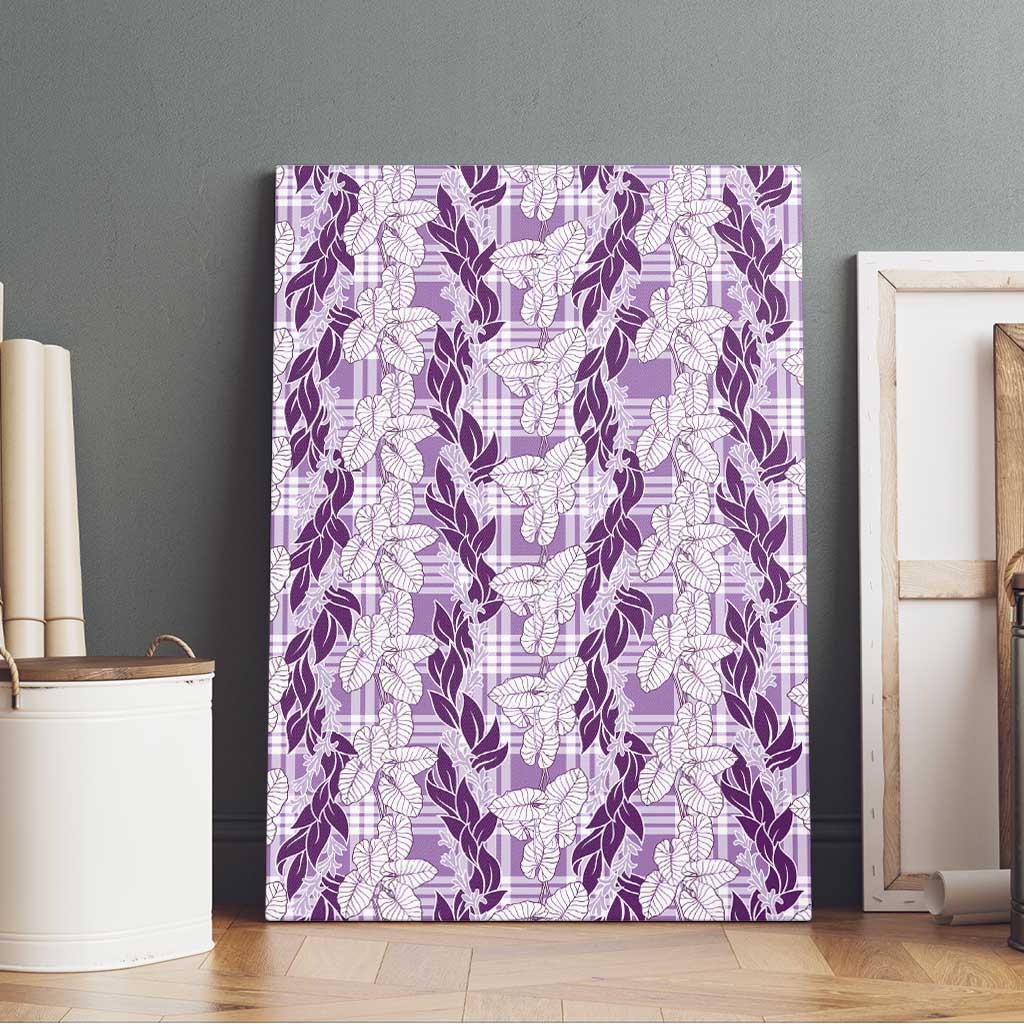 Hawaii Ti Leaf Maile Tuberose Lei Canvas Wall Art With Hanalei Leaf Purple LT05 - Polynesian Pride