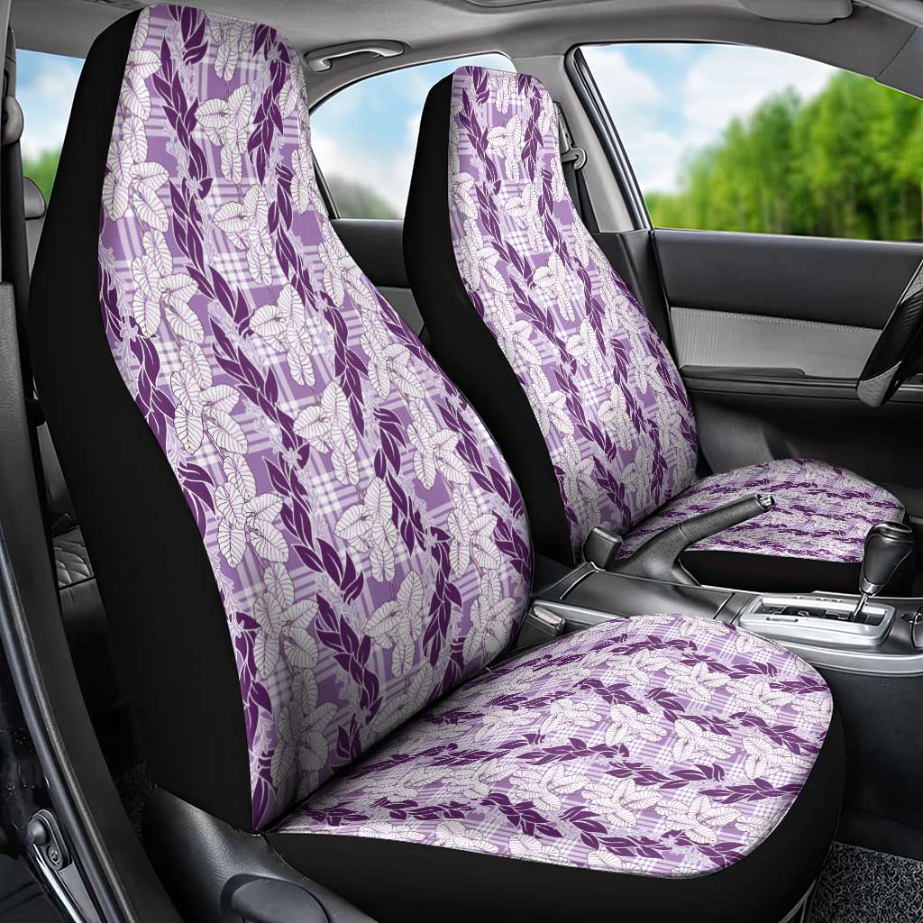 Hawaii Ti Leaf Maile Tuberose Lei Car Seat Cover With Hanalei Leaf Purple LT05 - Polynesian Pride