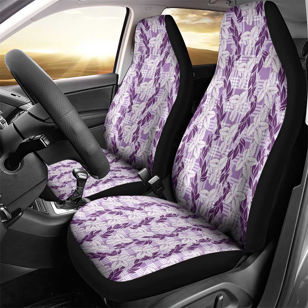 Hawaii Ti Leaf Maile Tuberose Lei Car Seat Cover With Hanalei Leaf Purple LT05 - Polynesian Pride