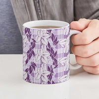 Hawaii Ti Leaf Maile Tuberose Lei Ceramic Mug With Hanalei Leaf Purple LT05 - Polynesian Pride