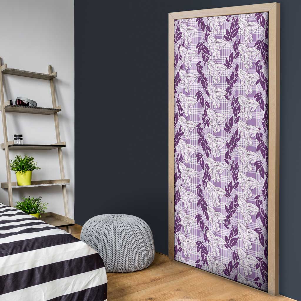 Hawaii Ti Leaf Maile Tuberose Lei Door Cover With Hanalei Leaf Purple LT05 - Polynesian Pride