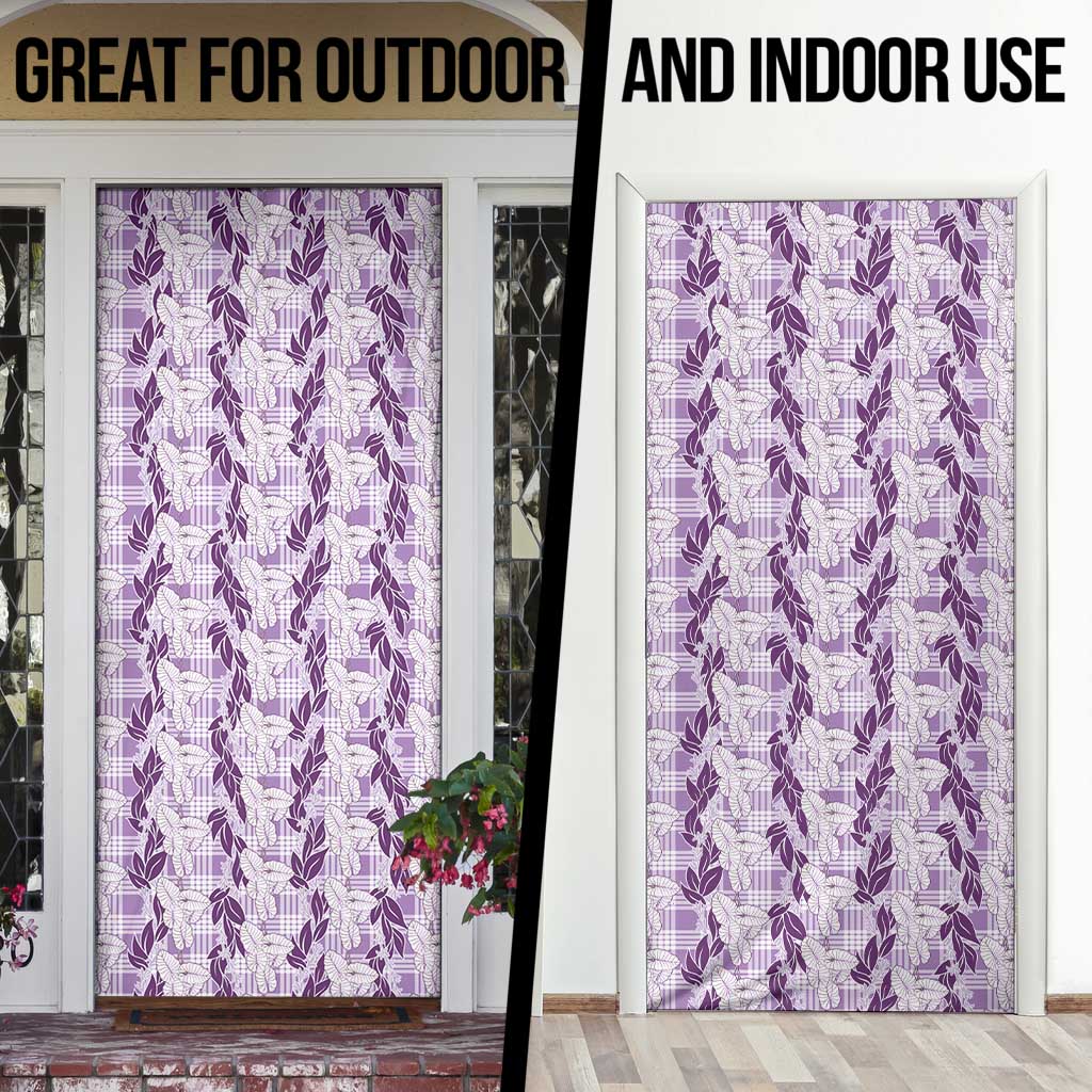 Hawaii Ti Leaf Maile Tuberose Lei Door Cover With Hanalei Leaf Purple LT05 - Polynesian Pride