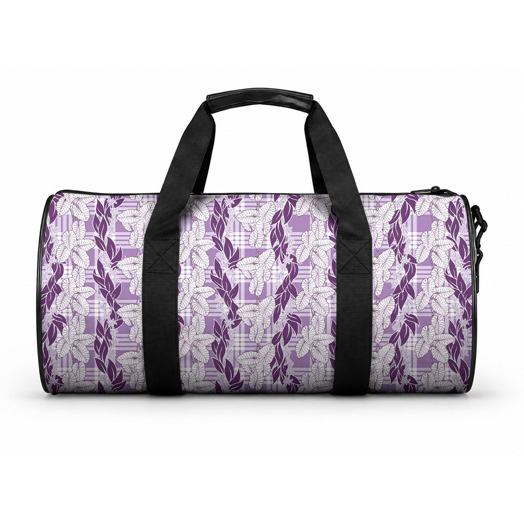 Hawaii Ti Leaf Maile Tuberose Lei Duffle Bag With Hanalei Leaf Purple LT05 One size Purple - Polynesian Pride